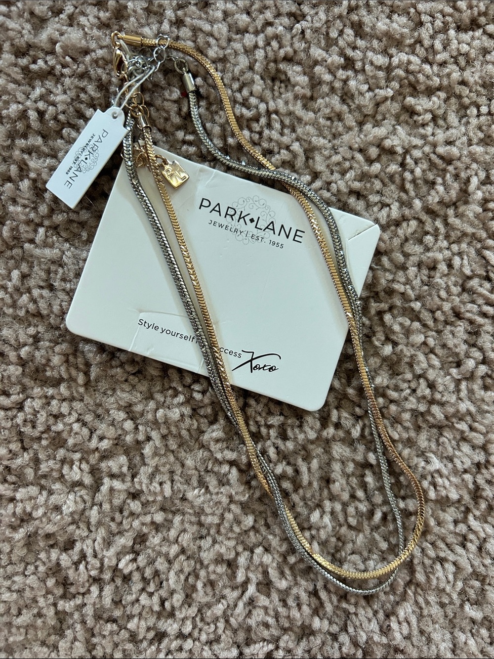 Park Lane Two-Tone Layered Snake Chain Necklace in Gold and Silver